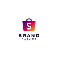 Simple Colorful Shopping Bag Icon with Letter S in Center. Initial Letter S Inside Shopping Bag Logo Design Icon vector