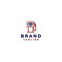 Outline Gas Station Logo Design and Wifi Icon Inside. Wifi Icon Inside Gas Station Logo Design. vector