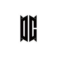 DC Logo monogram with shield shape designs template vector