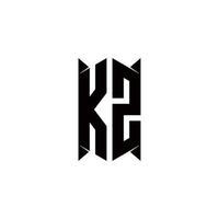 KZ Logo monogram with shield shape designs template vector