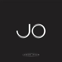 JO Initial Letter Split Lowercase Logo Modern Monogram Template Isolated on Black White vector