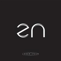 ZN Initial Letter Split Lowercase Logo Modern Monogram Template Isolated on Black White vector