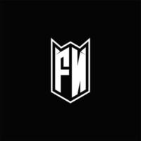 FN Logo monogram with shield shape designs template vector