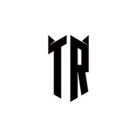 TR Logo monogram with shield shape designs template vector