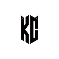 KC Logo monogram with shield shape designs template vector