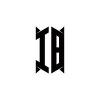 IB Logo monogram with shield shape designs template vector