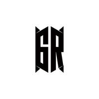 GR Logo monogram with shield shape designs template vector