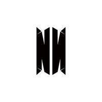 NN Logo monogram with shield shape designs template vector