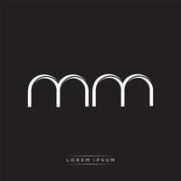 MM Initial Letter Split Lowercase Logo Modern Monogram Template Isolated on Black White vector