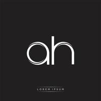 AH Initial Letter Split Lowercase Logo Modern Monogram Template Isolated on Black White vector