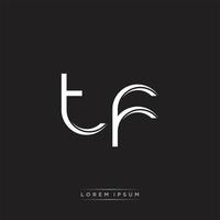 TF Initial Letter Split Lowercase Logo Modern Monogram Template Isolated on Black White vector