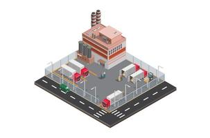 Modern Isometric Factory warehouse icon, Suitable for Diagrams, Infographics, Book Illustration, Game Asset, And Other Graphic Related Assets vector