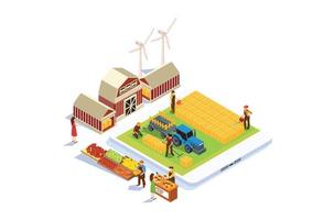 Modern Isometric Farming Technology Monitoring Illustration, Web Banners, Suitable for Diagrams, Infographics, Book Illustration, Game Asset, And Other Graphic Related Assets vector