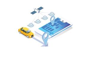 Modern Technology GPS navigation app concept in isometric vector illustration. Smartphone application for global positioning system.Suitable for Diagrams, Infographics, And Other Graphic asset