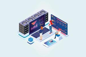 Modern isometric data collection, analysis graph and online computing. based vector Eps10 graphic suitable for charts, infographics,Diagrams, And Other Graphic Related Assets