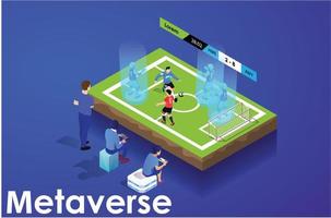 Modern Isometric play football in virtual world Metaverse Illustration, Editable source 10 EPs , Suitable for Diagrams, Infographics, And Other Graphic Related Assets vector