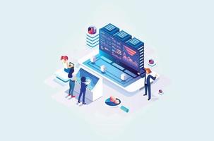 Modern isometric data collection, analysis graph and online computing. based vector Eps10 graphic suitable for charts, infographics,Diagrams, And Other Graphic Related Assets