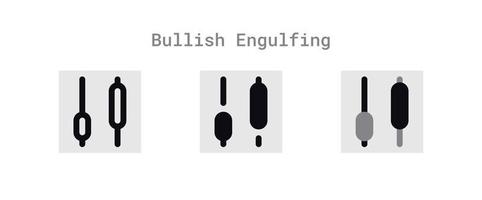 Bullish Engulfing Candlestick Icons Sheet vector