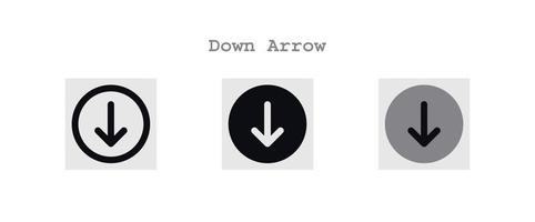 down arrow icons set vector