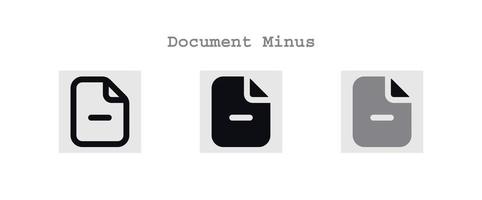 document minus icons set vector