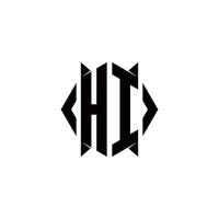 HI Logo monogram with shield shape designs template vector