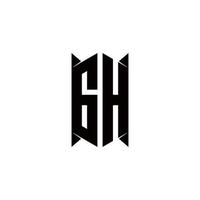 GH Logo monogram with shield shape designs template vector
