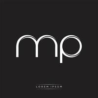 MP Initial Letter Split Lowercase Logo Modern Monogram Template Isolated on Black White vector