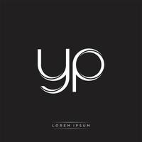 YP Initial Letter Split Lowercase Logo Modern Monogram Template Isolated on Black White vector