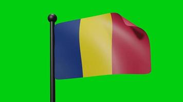 Flag Of Chad Waving In The Wind on Green Screen With Luma Matte video