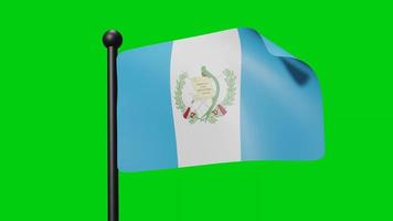 Guatemala National Flag Waving Animation In The Wind on Green Screen With Luma Matte video