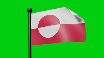 Greenland National Flag Waving Animation In The Wind on Green Screen With Luma Matte video