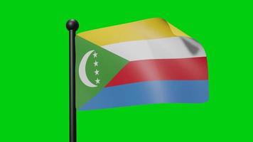 Flag Of Comoros Waving In The Wind on Green Screen With Luma Matte video