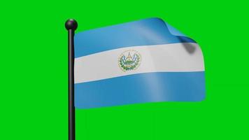 El Salvador Flag Waving Animation In The Wind on Green Screen With Luma Matte video