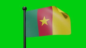Flag Of  Cameroon Waving In The Wind on Green Screen With Luma Matte video