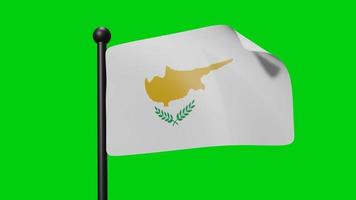 Flag Animation of Cyprus  Waving In The Wind on Green Screen With Luma Matte video