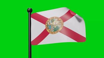 Florida Flag Waving Animation In The Wind on Green Screen With Luma Matte video