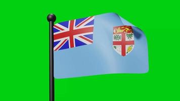 Fiji Flag Waving Animation In The Wind on Green Screen With Luma Matte video