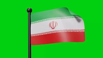 Iran National Flag Waving Animation In The Wind on Green Screen With Luma Matte video