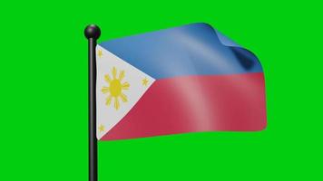 bandera de filipinas ondeando en cámara lenta sobre el fondo verde. bandera de renderizado 3d. celebración del día nacional video