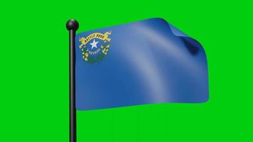 bandera de nevada ondeando en cámara lenta sobre el fondo verde. bandera de renderizado 3d. celebración del día nacional video