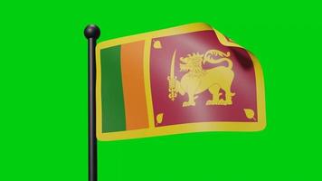 bandeira do sri langka acenando em câmera lenta sobre o fundo verde. Bandeira de renderização 3D. celebração do dia nacional video