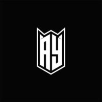 AY Logo monogram with shield shape designs template vector