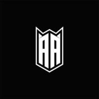 AA Logo monogram with shield shape designs template vector