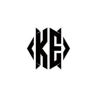 KE Logo monogram with shield shape designs template vector