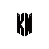 KN Logo monogram with shield shape designs template vector