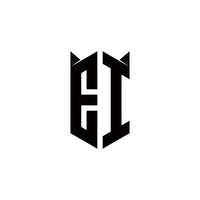 EI Logo monogram with shield shape designs template vector