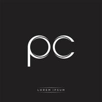 PC Initial Letter Split Lowercase Logo Modern Monogram Template Isolated on Black White vector