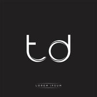 TD Initial Letter Split Lowercase Logo Modern Monogram Template Isolated on Black White vector