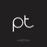 PT Initial Letter Split Lowercase Logo Modern Monogram Template Isolated on Black White vector