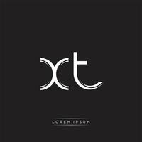 XT Initial Letter Split Lowercase Logo Modern Monogram Template Isolated on Black White vector
